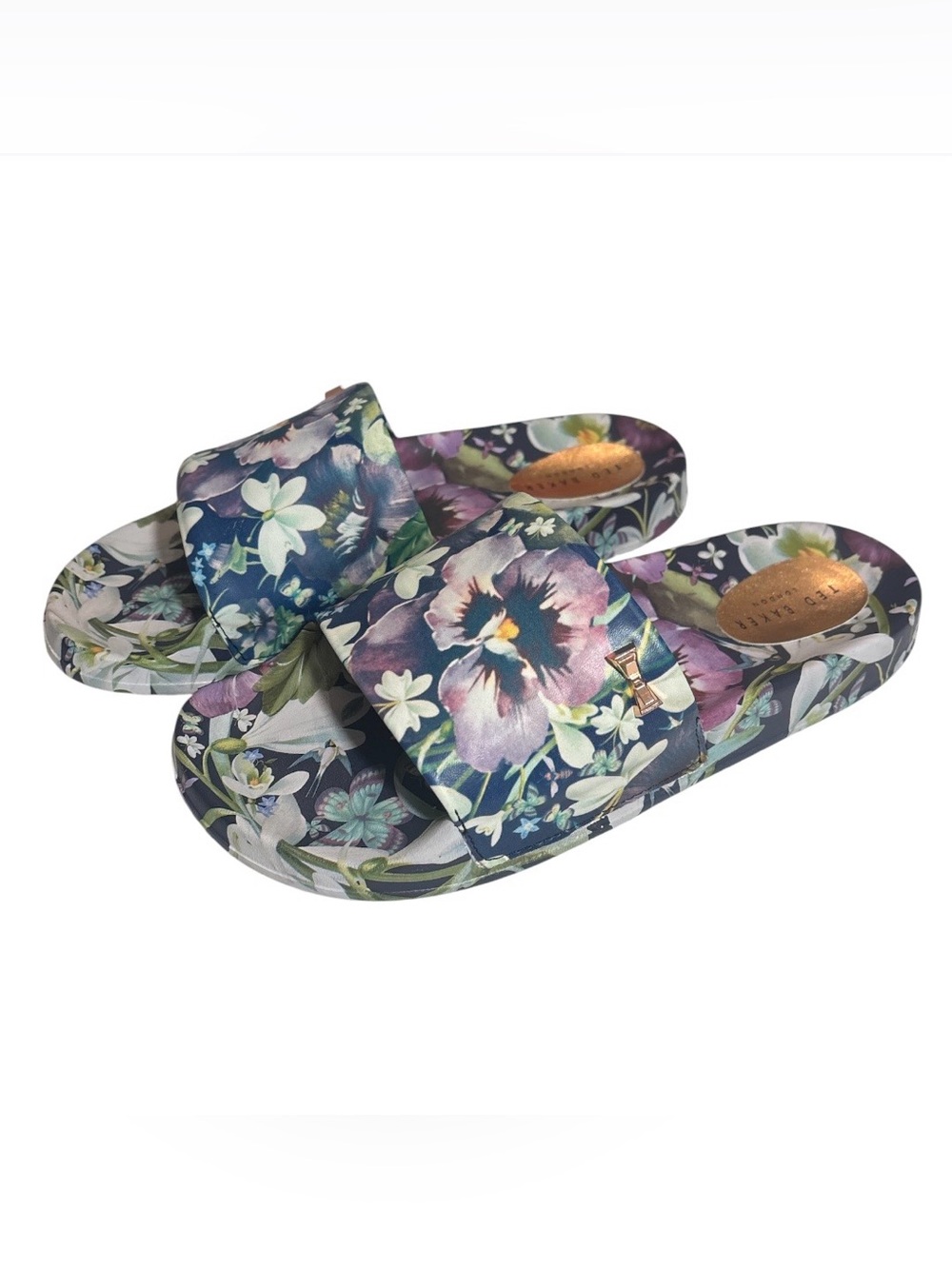 Ted Baker Purple Floral Slide Sandals